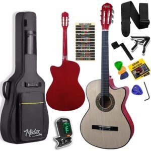Midex CG390NT-XBAG Klasik Gitar 4/4 Sap Ayarlı Kesik Kasa + Çanta - Tuner -  Askı - Capo - Metod - Pena