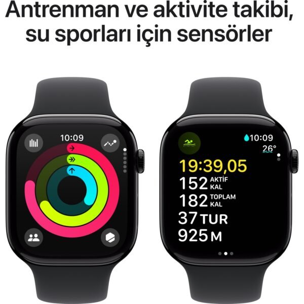 Apple Watch Series 10 GPS, 42 mm Simsiyah Alüminyum Kasa ve Mürekkep Moru Spor Loop - Görsel 4