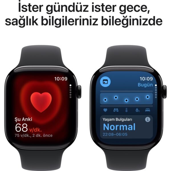Apple Watch Series 10 GPS, 42 mm Simsiyah Alüminyum Kasa ve Mürekkep Moru Spor Loop - Görsel 5