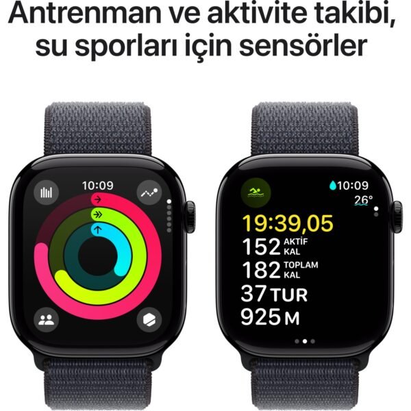 Apple Watch Series 10 GPS, 46 mm Simsiyah Alüminyum Kasa ve Mürekkep Moru Spor Loop - Görsel 4