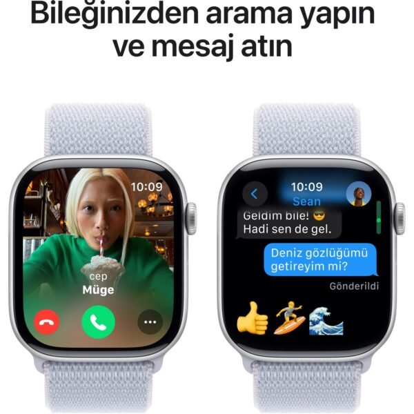 Apple Watch Series 10 GPS, 46 mm Gümüş Rengi Alüminyum Kasa ve Bulut Mavisi Spor Loop - Görsel 7