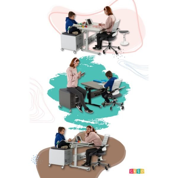 Creo Mobili Çekmeceli Çocuk Masası Eğim Verilebilir ve Çekmeceli Masa - 130x70 Cm, Beyaz/Fuşya - Vega Basic - Görsel 6