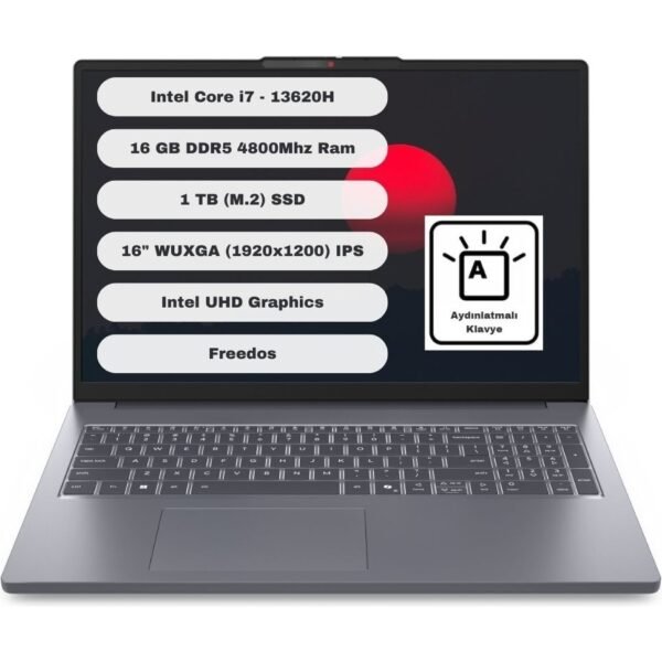 Lenovo Ideapad Slim 3 16IRH10 Intel Core I7 13620H 16GB/24GB 1tb SSD Freedos 16" Fhd Taşınabilir Bilgisayar 83K2001VTR - Görsel 1