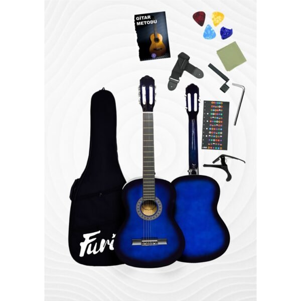 Furia CG-3902BL Klasik Gitar 4/4 Yetişkin Boy Sap Ayarlı Full Set - Siyah - Görsel 1