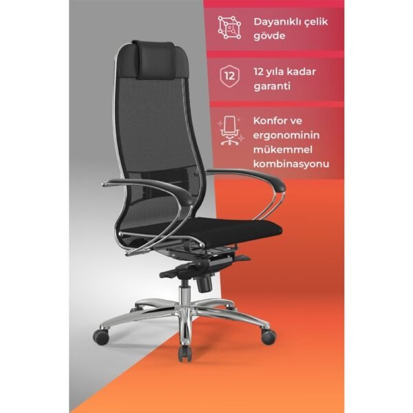 Samurai Ergonomik Fileli Ofis Koltuğu / Çalışma Sandalyesi - 5.2.1.49 Siyah - Görsel 1