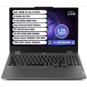 Lenovo Loq Intel Core I5-12450HX 16GB 512GB SSD Rtx™ 3050 6gb 15,6" Gaming Laptop 83GS008GTR