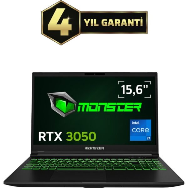 Monster Abra A5 V20.6.2 Intel Core I7 13620H 32 GB Ram 1 Tb SSD 4 GB Rtx 3050 Freedos 15,6" Fhd 144 Hz Taşınabilir Bilgisayar - Görsel 1